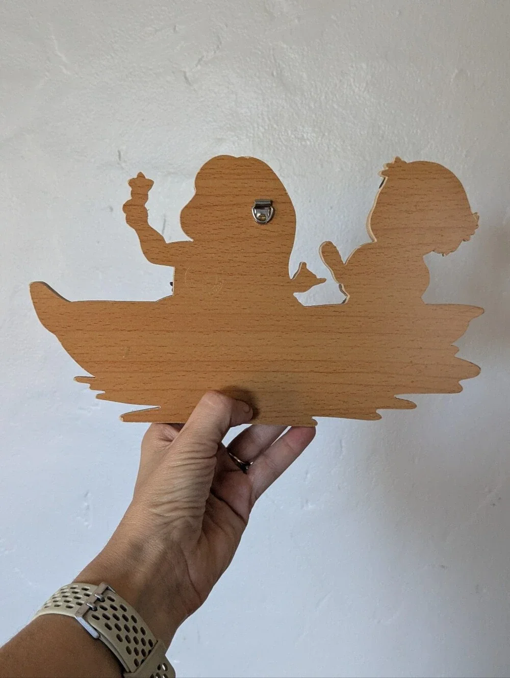 Vintage Wooden Hawaiian Hula Dancers Outrigger Canoe Wall Hanging Art Plaque